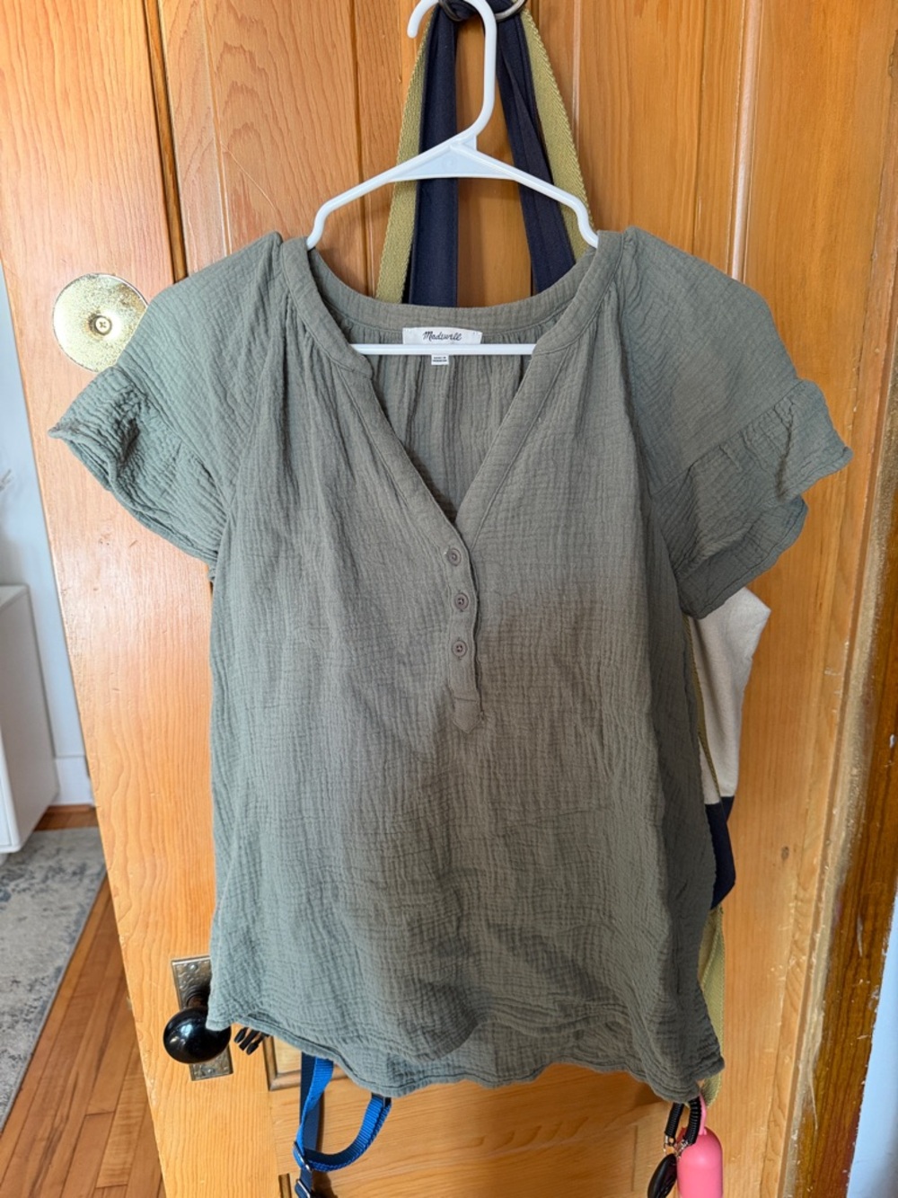 Madewell Olive Green Gauze Henley Top